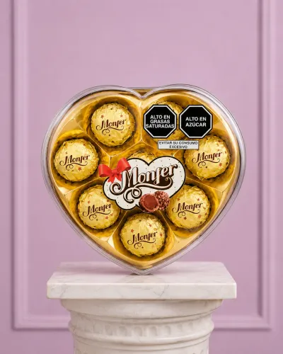 Bombones Choc Monfer Corazon Dorado X8un - CHOCOLATES