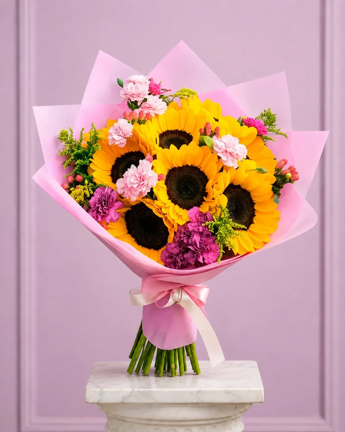 Ramo 7 Girasoles Y Clavel